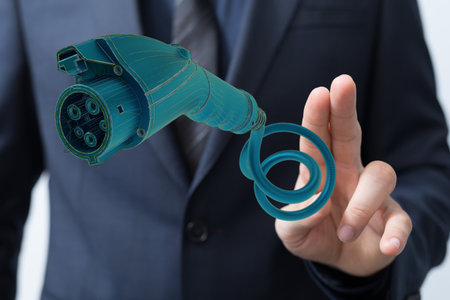 A 3D rendering of a power supply of an electrical car chargingの写真素材