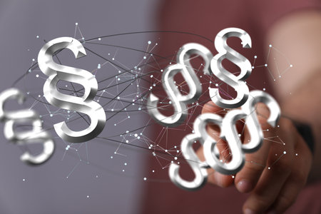 A 3D rendering of Law and Justice symbol - Paragraph/section sign