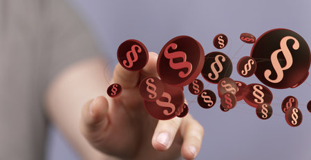 the male hand with 3d render of law and justice concept modern