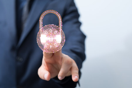 A 3d render of personal data security Illustrates cyber data or informationの写真素材