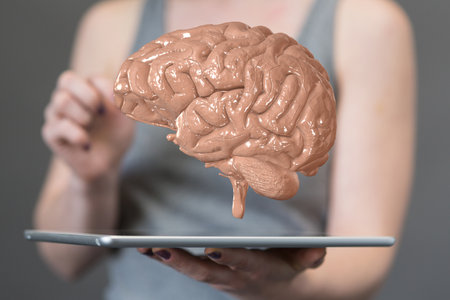 A 3D rendering of brain network neurogenic digital IQの写真素材