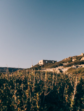The ruins of an old stone buildingの写真素材
