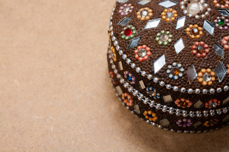 A closeup of a jewelry box with beadの写真素材