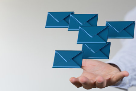 A 3D rendering of email inbox electronic communication graphicsの写真素材