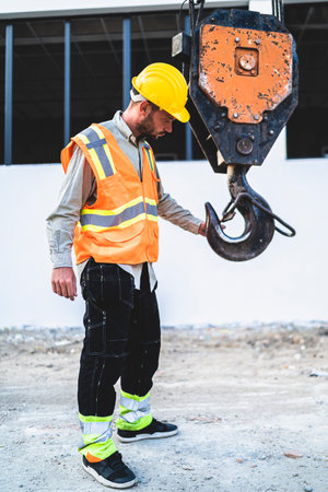 A vertical closeup of the worker checking the machinery.の写真素材