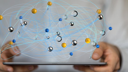 A 3D rendering of digital network and data conceptの写真素材