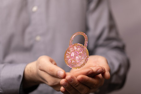 A 3d render of personal data security Illustrates cyber data or informationの写真素材