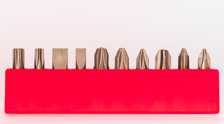 A closeup shot of a set of screwdriver tips