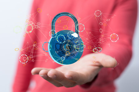 ÙÙA 3d render of personal data security Illustrates cyber data or informationの写真素材