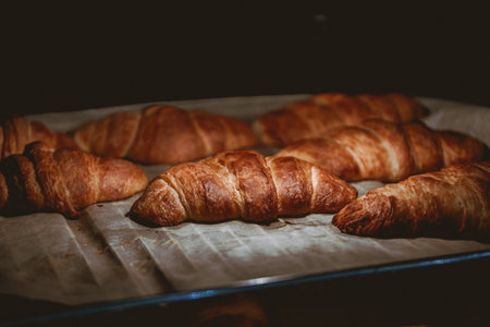 A beautiful shot of delicious croissants being prerparedの写真素材
