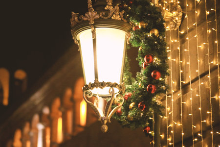 Bright lights and colors of New Year's Eve. Christmas and New Year holidays backgroundの写真素材