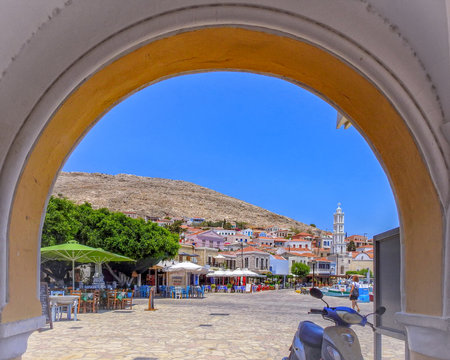 HALKI GREECE - JULY 10, 2021: Halki is a Greek island and part of the Dodecanese island group.のeditorial素材