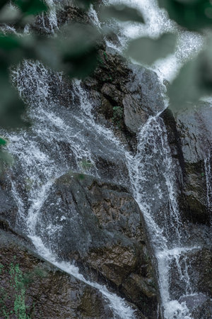 The rocks with the waterfallの写真素材