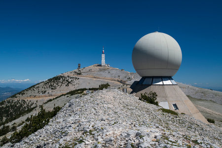 The radar station near the summit of Mount Ventoux in Franceの写真素材