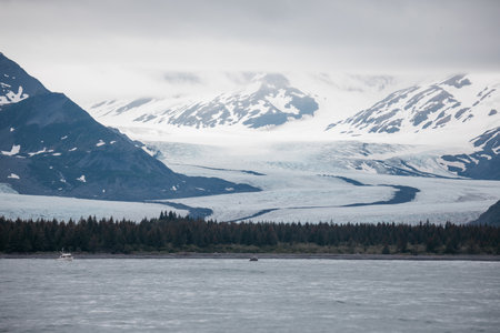 A beautiful shot of snow-covered mountains in Alaskaの写真素材