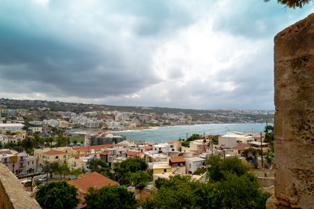 A closeup shot of a Rethimno city view in the coast of a sea in Greeceの写真素材
