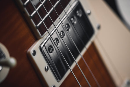 A closeup shot of the strings of a guitar