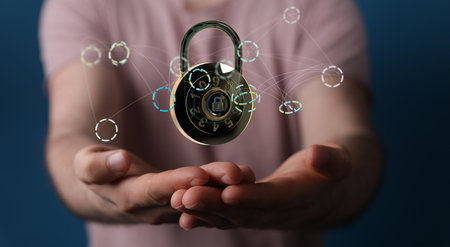 A 3d rendering of cybersecurity and information or network protection, future technology web