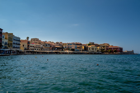 A closeup shot of an old Venetian Harbour in Chania, Greece on a sunny day