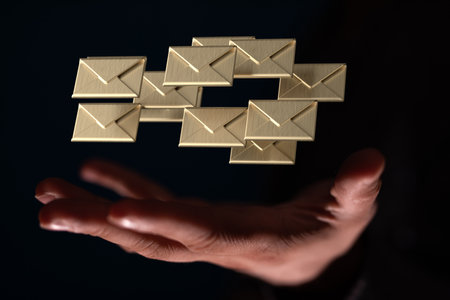 Sending e-mails or newsletters; email marketing conceptの写真素材