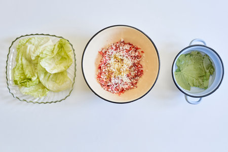 An Ingredients for cooking delicious stuffed grape leavesの写真素材