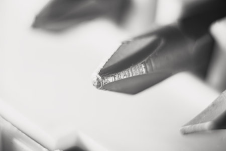 A selective focus shot of a new set of screwdrivers in a box for tools