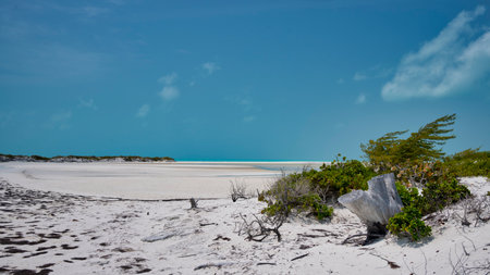 Sandy Cay, a small coral island  Little Exuma, Bahamas where scenes from the movie Pirates of the...