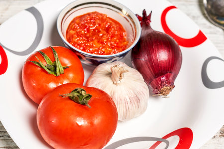 An ingredients for cooking a delicious meal in a bowlの写真素材