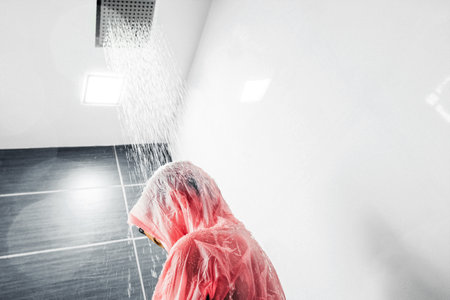 A person in the showerの写真素材