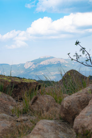 A beautiful view of mountains and rocksの写真素材