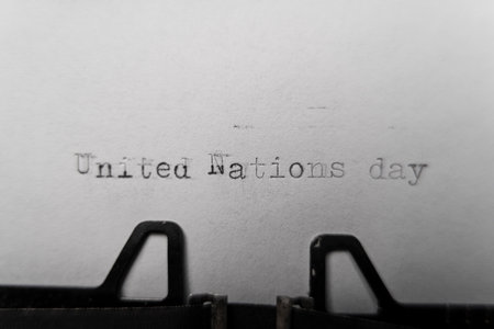 united nations day typed words on a typewriter vintageの写真素材