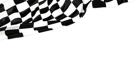 3d rendering of a flag finish race sport, champion winner on a white backgroundの写真素材