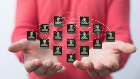 A 3d illustration of a digital conference, network and data conceptの写真素材