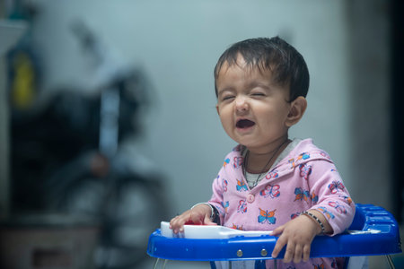 The baby girl in the roomの写真素材