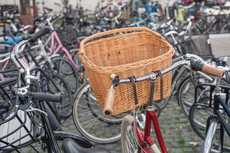 A street full of bicyclesの写真素材