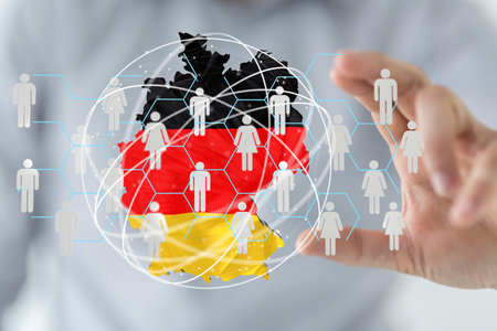 A 3d abstract of the map of Germany, internet and global connection conceptの写真素材