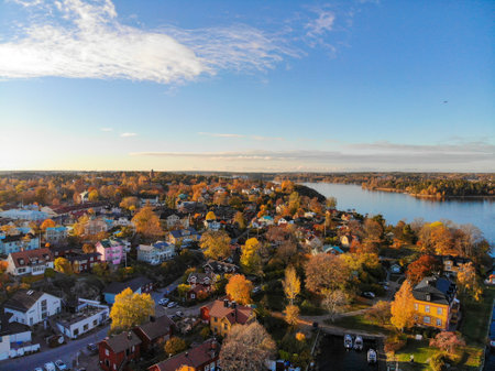 A beautiful shot of Vaxholm under a blue skyの写真素材