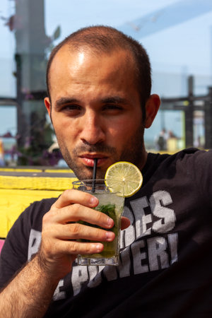 A stylish male posing for a wonderful portrait shotの写真素材