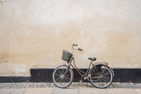 A closeup shot of a bicycle in a streetの写真素材