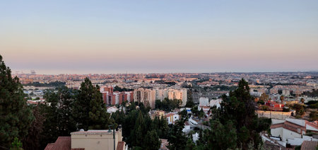 An aerial shot of Malaga city in summer during the day in Spainの写真素材