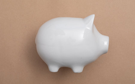 A white piggy bank, money and finance conceptの写真素材
