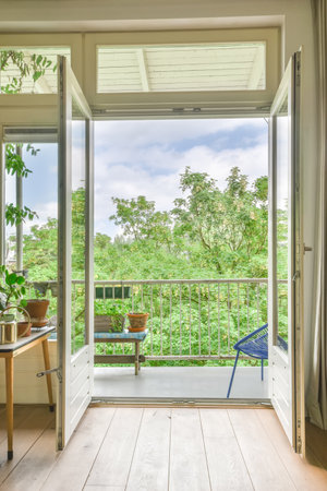 A beautiful view from the modern interior roomの写真素材