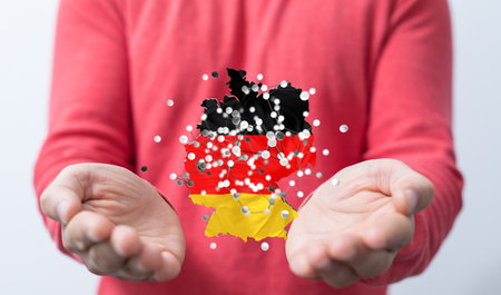 A 3d abstract of the map of Germany, internet and global connection conceptの写真素材