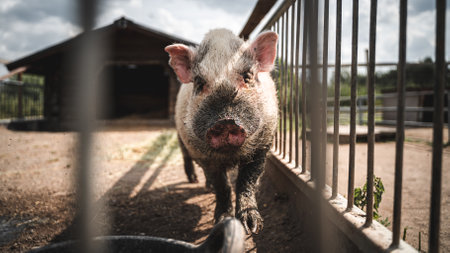 A boar inside a cageの写真素材