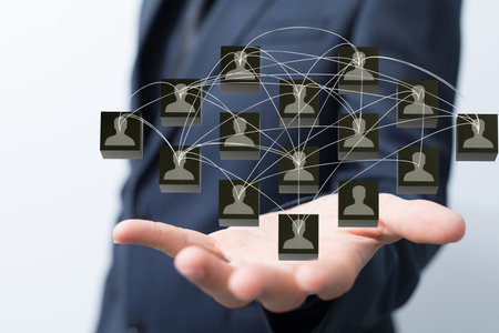 A 3d illustration of a digital conference, network and data conceptの写真素材