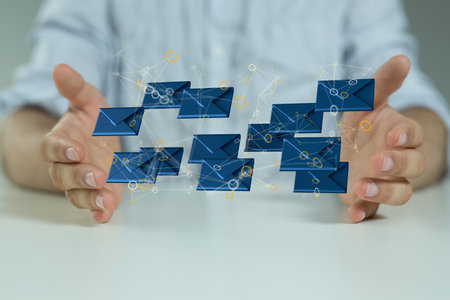 A 3d rendering of a team connection and social network symbol on a blurry backgroundの写真素材