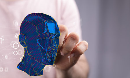 A 3D render artificial intelligence concept, Virtual technology web background