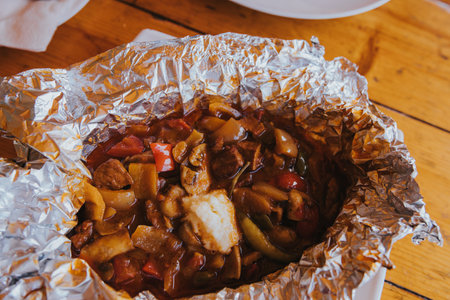 A top view of a traditional Bosnian dish called hadzijskiの写真素材