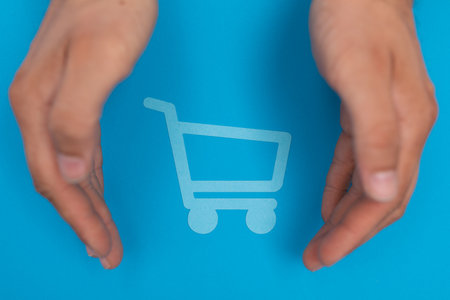 A shopping cart flat design, E-Commerce Icon conceptの写真素材
