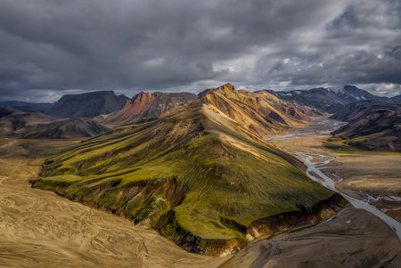 Ryholite mountains on the Iceland Highlandsの写真素材